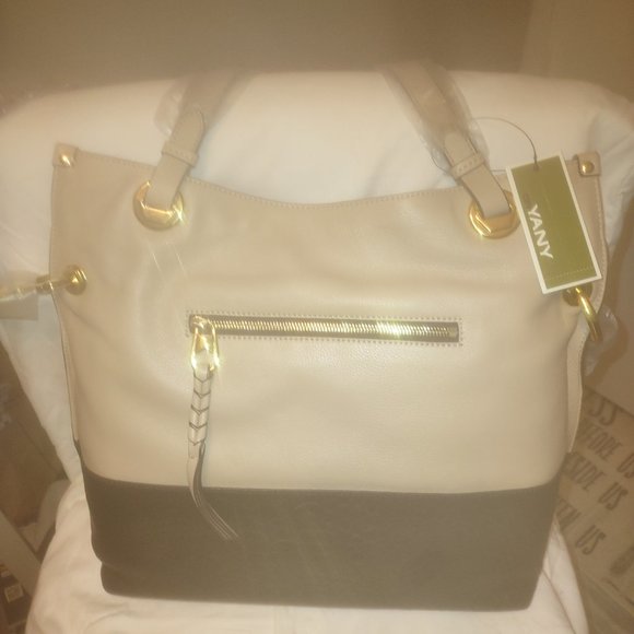 Oryany Tan and Black Large Color Block Leather Handbag w/Dust Cover NWT RARE - Picture 2 of 7